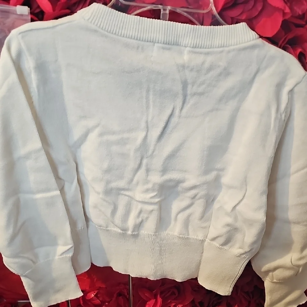Uloop NWT Girls White Cropped Long Sleeve Cardigan Size 10/12